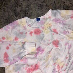 Old Navy Sweatshirt Women Large Multicolor Tie Dye Raglan Sleeve Crewneck Winter